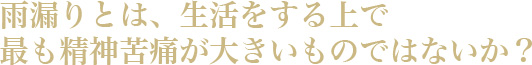 雨漏りとは、生活をするうえで最も精神的苦痛が大きなものではないか？